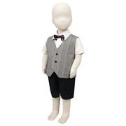 【SALE】[ベビー]半袖シャツ＆ベスト＆ハーフパンツ３点セット　ネイビー