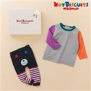 [ギフト] Tシャツ＆スパッツセット【BOX付き】  グレー　[ミキハウス　ホットビスケッツ]