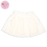 【SALE】[キッズ]スカート　インパンツ　レース　オフホワイト