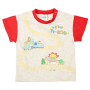 【SALE】[ベビー]半袖袖切替Ｔシャツ　おとうさんといっしょ　レッド