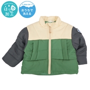 【SALE】[ベビー]中綿ジャケットタフタ切替　グリーン