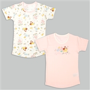 [キッズ]半袖　丸首シャツ２枚組　プリンセス　ピンク
