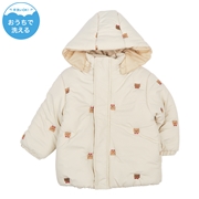 【SALE】[ベビー]中綿ジャケット　総柄刺しゅう アイボリー