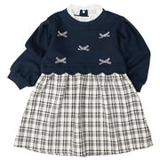 【再値下】【SALE】[キッズ]長袖ワンピース　切替 ネイビー