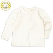 [ベビー]いつものＴシャツ　長袖　天竺素材　襟付き　オフホワイト