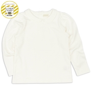 [キッズ]いつものＴシャツ　長袖　天竺素材　襟付き　オフホワイト