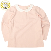 [キッズ]いつものＴシャツ　長袖　天竺素材　襟付き　ピンク