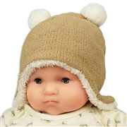 【SALE】[42~48cm]やわらかウィンター帽　耳付き　裏ボア　ベージュ