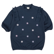 【SALE】[ベビー]長袖ワンピース花刺しゅう　ネイビー