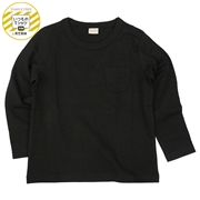 [キッズ]いつものＴシャツ　長袖　天竺素材 ブラック