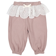 【再値下】【SALE】[ベビー]１０分丈パンツ　レース　ワッフル　ピンク