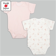 [日本製]ロンパース2枚組　半袖　かぶり　うさぎ　ピンク[通販限定]