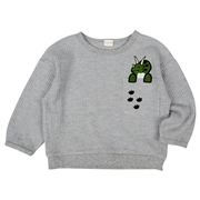 【再値下】【SALE】[キッズ]長袖トレーナー  ポケット恐竜　グレー