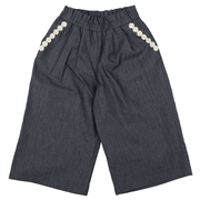 【SALE】[ベビー]１０分丈ワイドパンツ　ネイビー