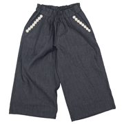【SALE】[キッズ]１０分丈ワイドパンツ　ネイビー