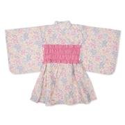 [キッズ]帯付トドラー浴衣ワンピース　リバティ花