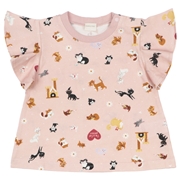 【SALE】[ベビー]半袖Ｔシャツ　総柄　ディズニー　ピンク