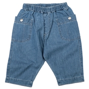 【SALE】[ベビー]７分丈パンツ　布帛素材 ブルー