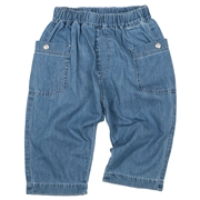 【SALE】[キッズ]７分丈パンツ　布帛素材 ブルー