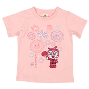 【SALE】[ベビー]半袖和柄Ｔシャツ　刺繍　アンパンマン　ピンク