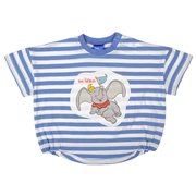 【SALE】[ベビー]半袖Tシャツ　アップリケ　ダンボ　サックス
