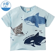 [ベビー]半袖　Ｔシャツ　遮熱　集合パネル　サックス