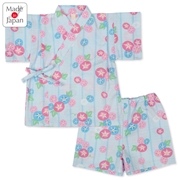 【SALE】[キッズ]甚平(じんべい)スーツ 朝顔柄 サックス