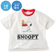 [キッズ]半袖Tシャツ　ロゴ　機能性　スヌーピー　ホワイト