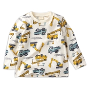 [キッズ]長袖　Ｔシャツ　総柄　イエロー