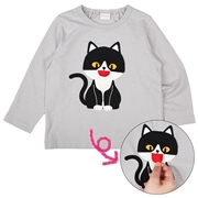 [ベビー]長袖　Ｔシャツ　きになるねこ