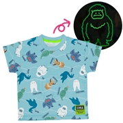 [キッズ]半袖Ｔシャツ　蓄光　UMA図鑑　サックス