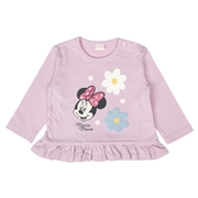 [ベビー]長袖Tシャツ　さがら刺しゅう　ミニー　ピンク