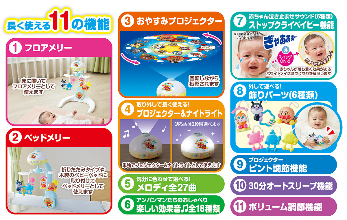 アンパンマン すやすやプロジェクション付きメリー