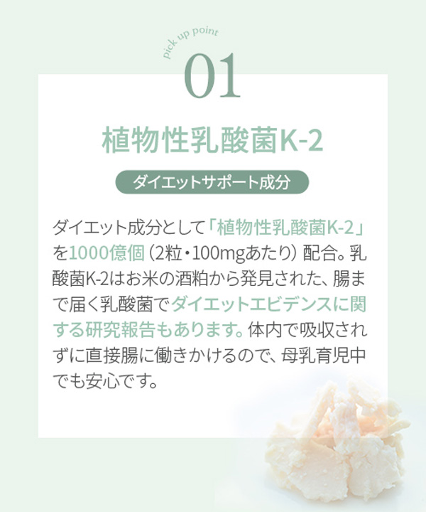 ポイント1、植物性乳酸菌K-2