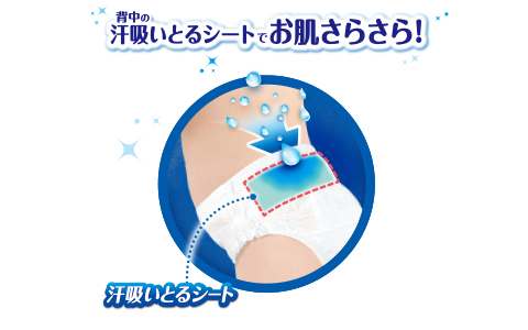 背中の汗吸いとるシートでお肌さらさら!