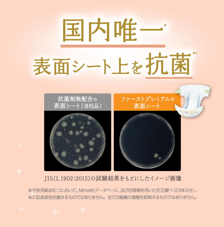 花王 メリーズ ファーストプレミアム 国内唯一 表面シート上を抗菌