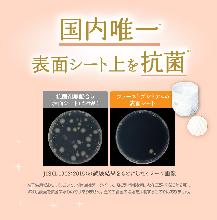 花王 メリーズ ファーストプレミアム 国内唯一 表面シート上を抗菌