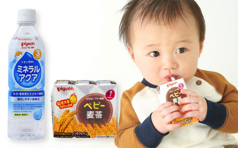 紙パック飲料 ベビー麦茶125ml、ペットボトル飲料 ミネラルアクア500mlの画像